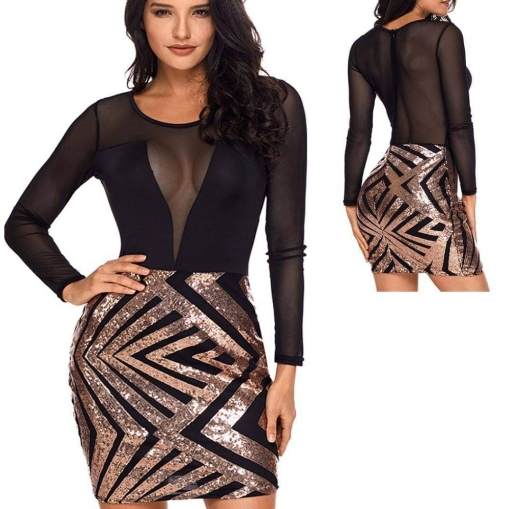 Rose gold sequin dress